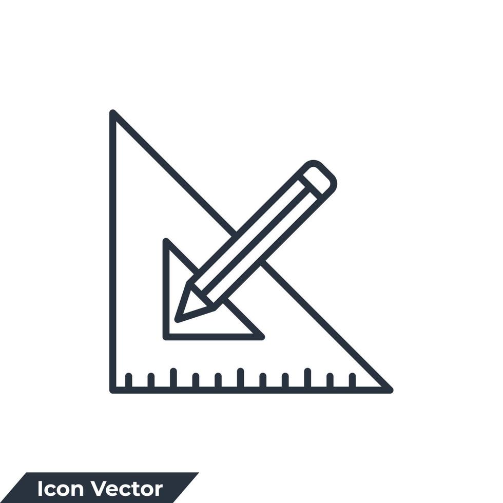 penna och linjal ikon logotyp vektor illustration. penna och linjal symbol mall för grafisk och webb design samling