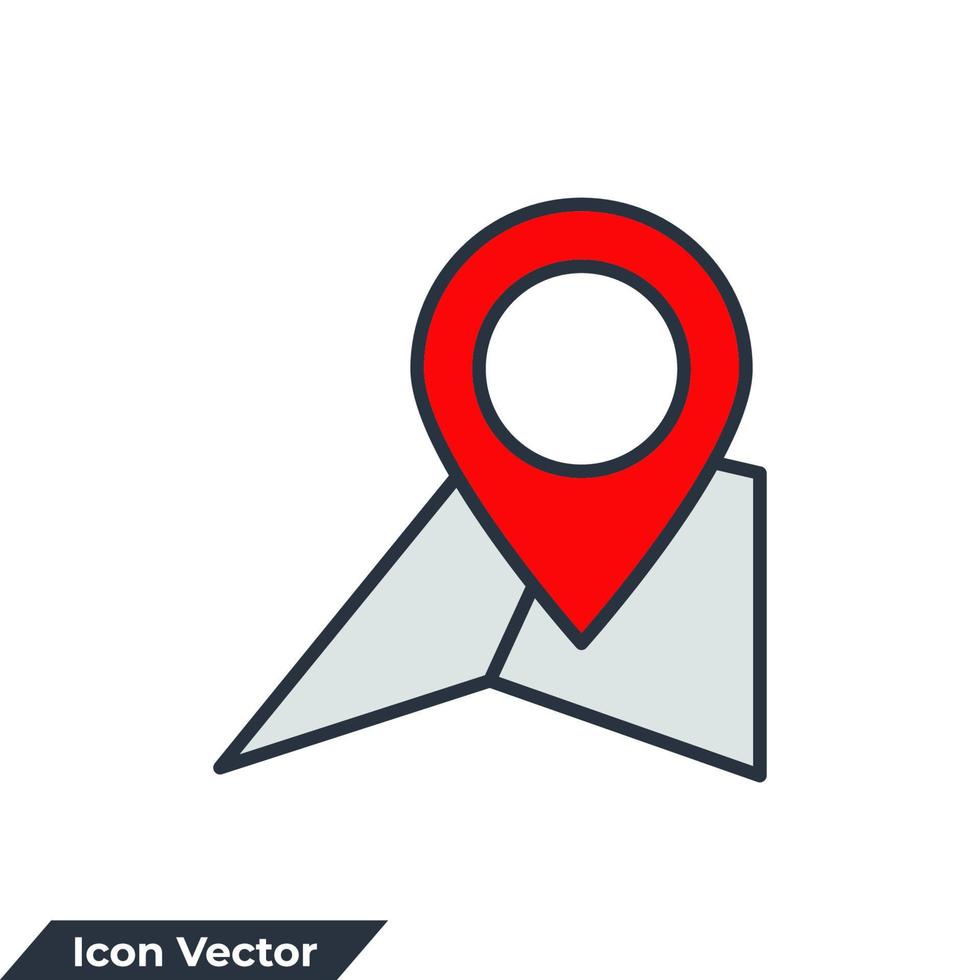 plats ikon logotyp vektor illustration. Karta och stift punkt symbol mall för grafisk och webb design samling