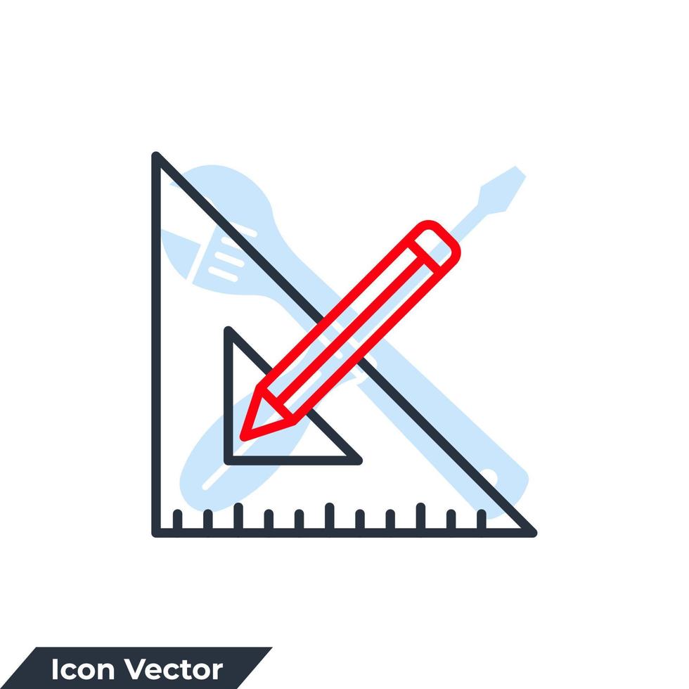 bleistift und lineal symbol logo vektor illustration. bleistift- und linealsymbolvorlage für grafik- und webdesignsammlung