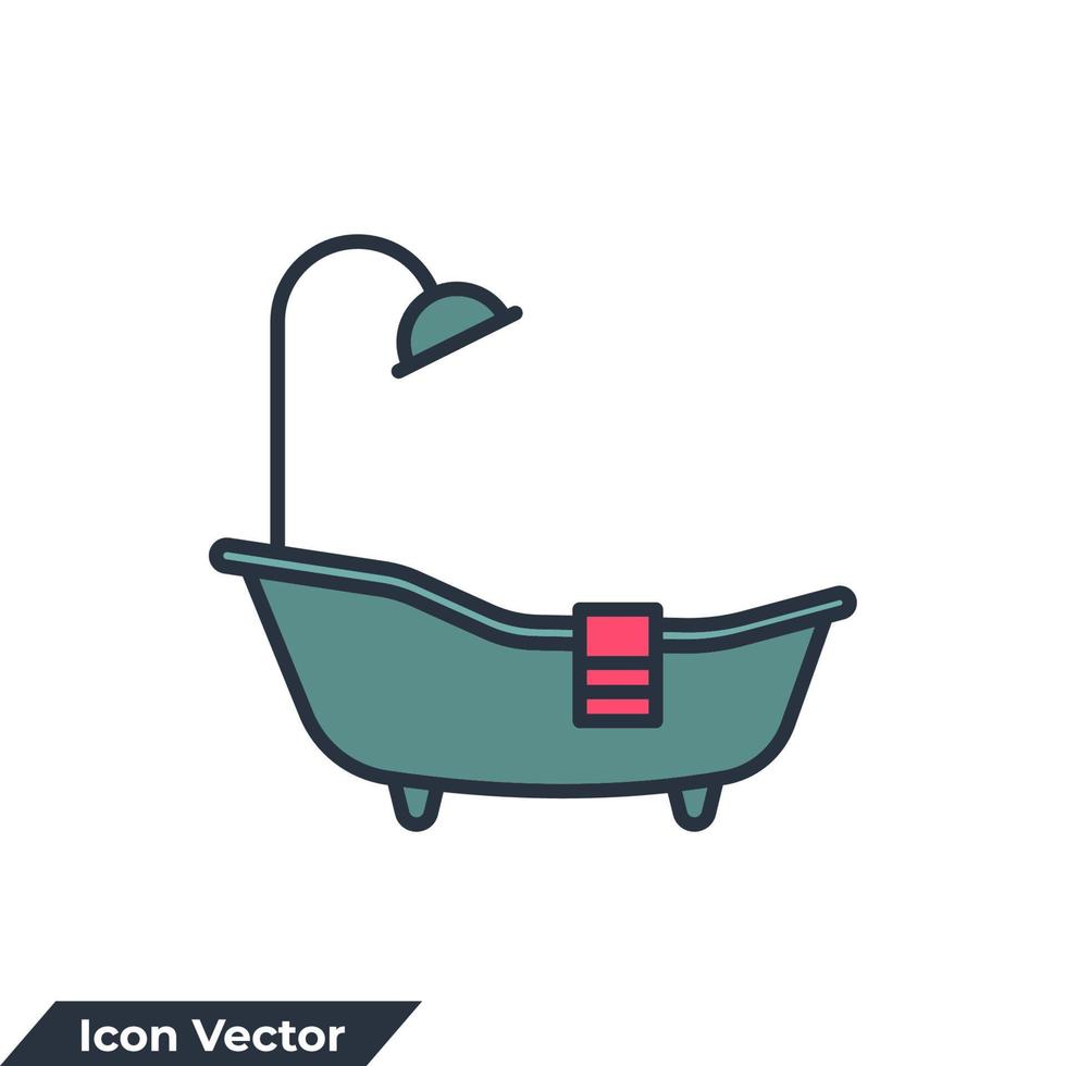 badkar ikon logotyp vektor illustration. badkar tecken symbol mall för grafisk och webb design samling