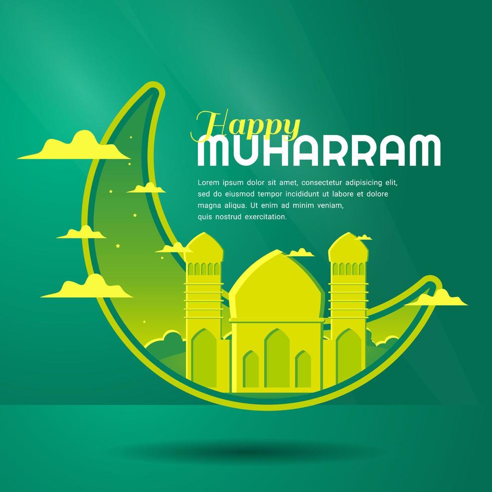 Lycklig Muharram islamic månad hälsning mall design vektor