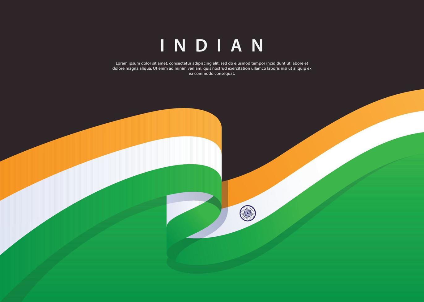 Indische Flagge weht. indische Flagge auf schwarzem Hintergrund. Vektor-Illustration-Vorlage vektor