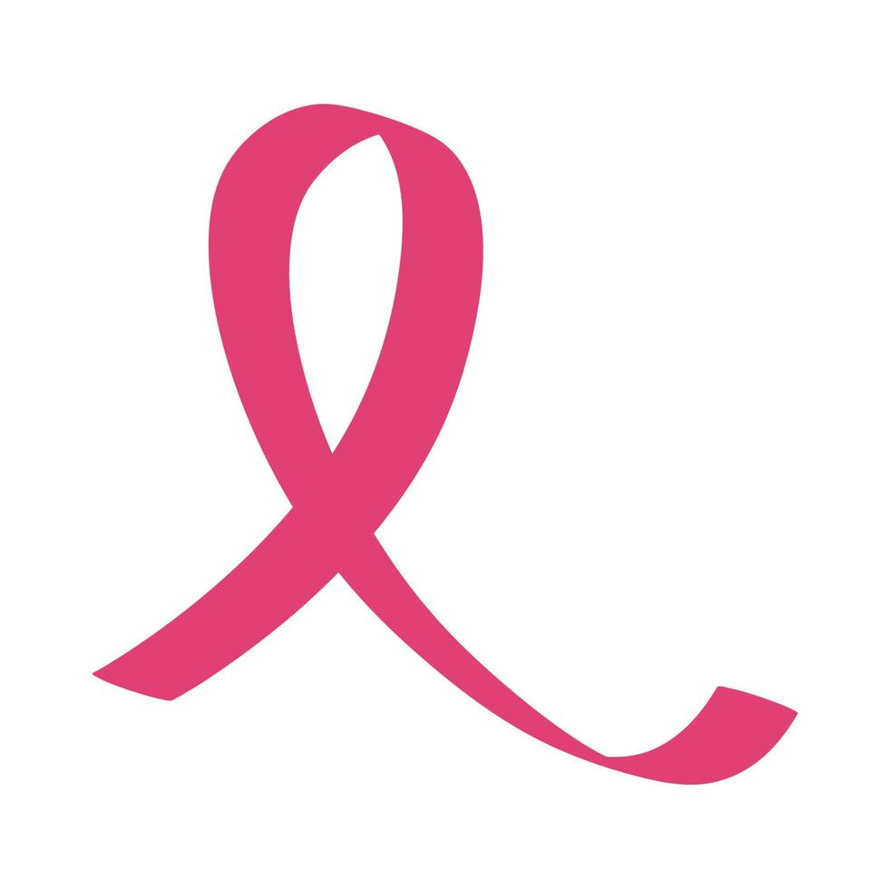 rosa band, bröst cancer medvetenhet symbol, isolerat på vit, vektor illustration