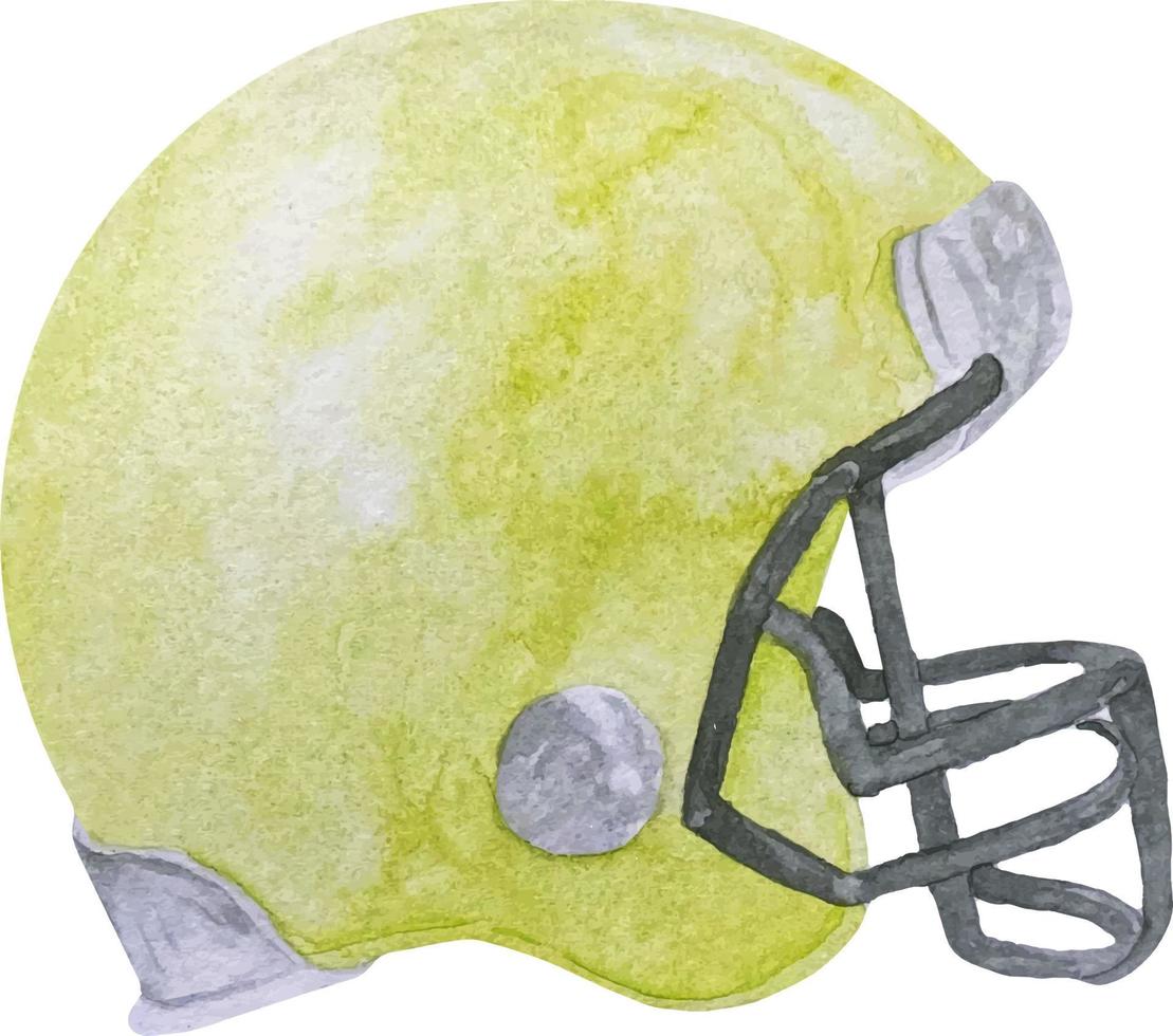 aquarellgelbe american-football-helmillustration lokalisiert auf weißem hintergrund vektor