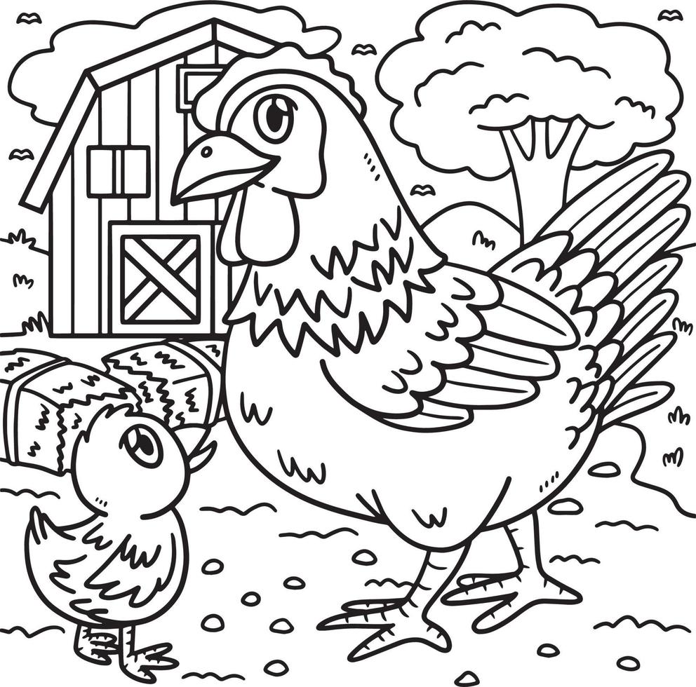 kyckling djur- färg sida för barn vektor