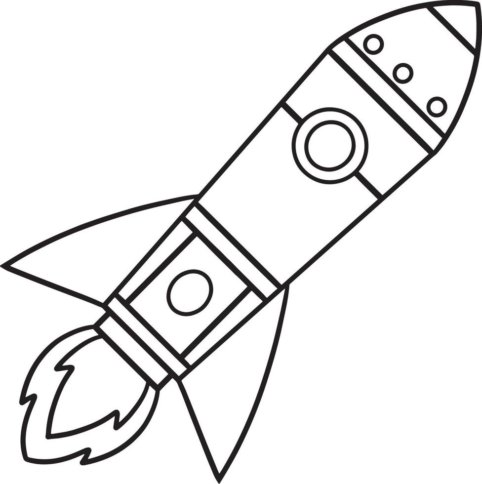 raket fartyg isolerat färg sida för barn vektor
