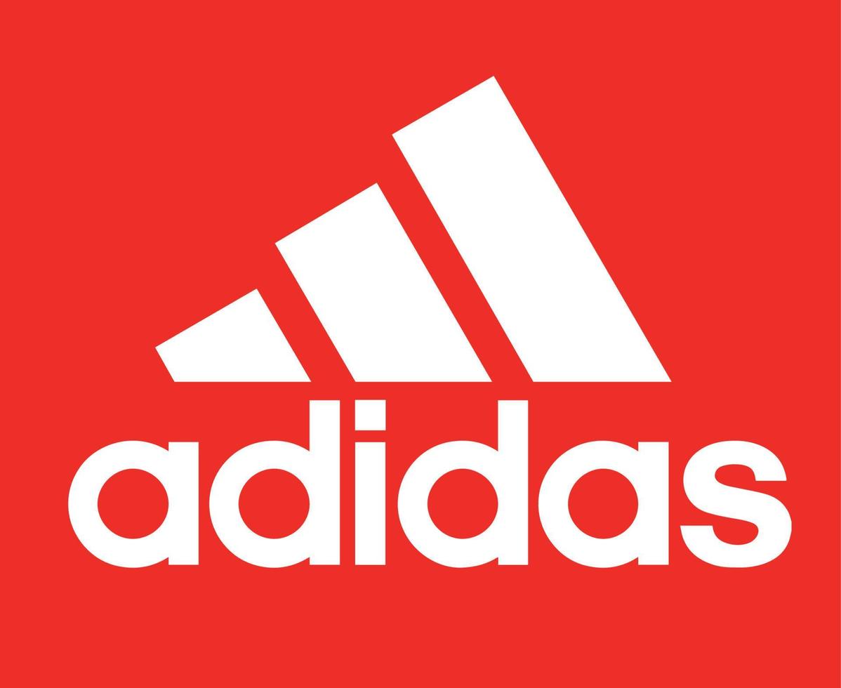adidas logotyp vit symbol med namn kläder design ikon abstrakt fotboll vektor illustration med röd bakgrund