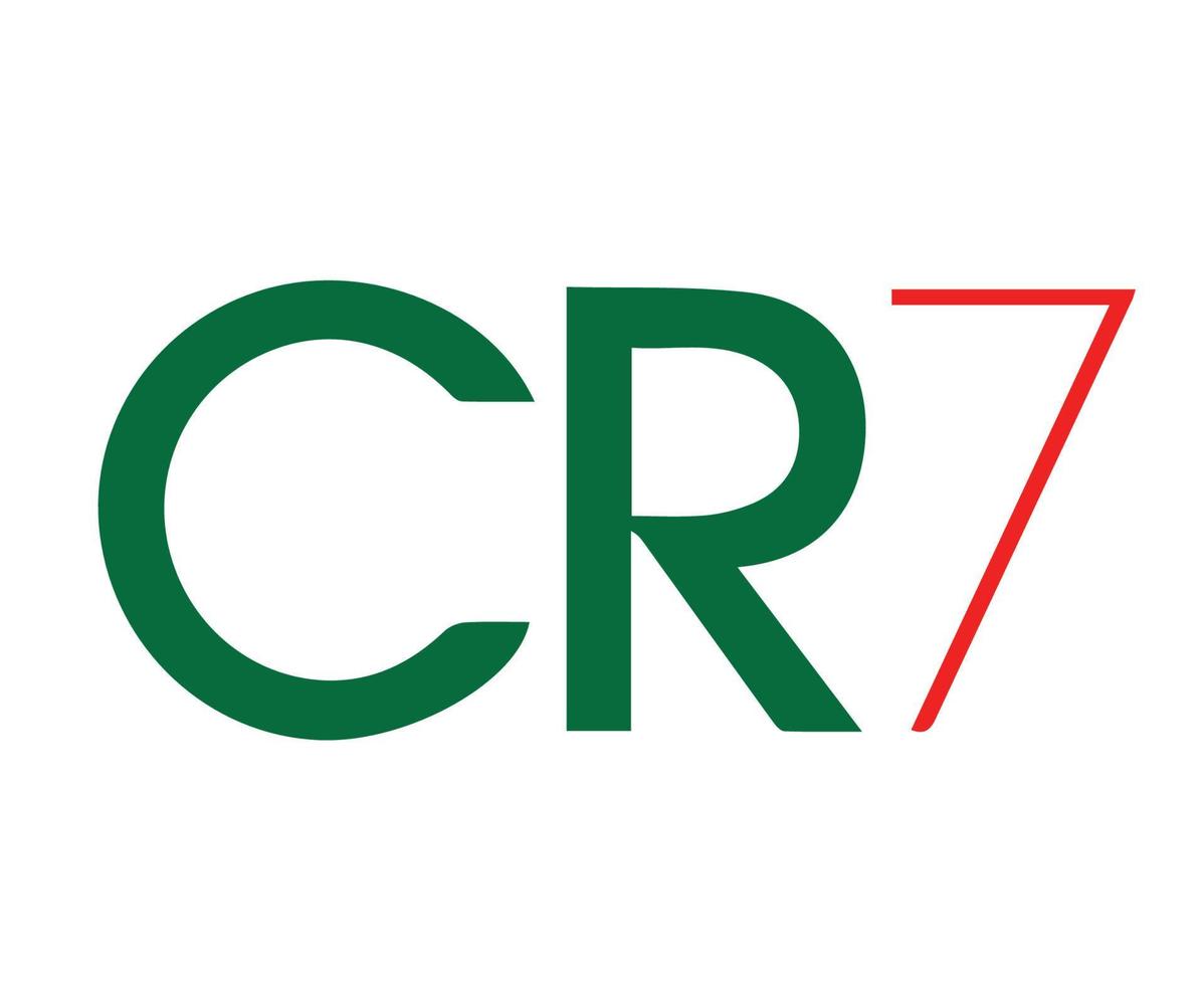 cr7-Logo-Symbol grüne und rote Kleidung Design-Symbol abstrakte Fußball-Vektor-Illustration mit weißem Hintergrund vektor
