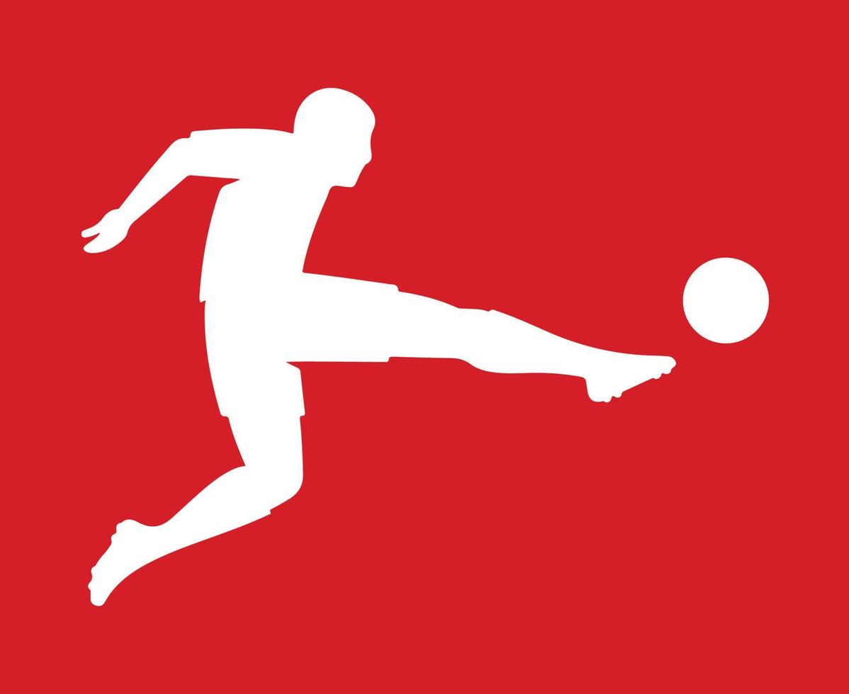 bundesliga logotyp symbol vit design Tyskland fotboll vektor europeisk länder fotboll lag illustration med röd bakgrund