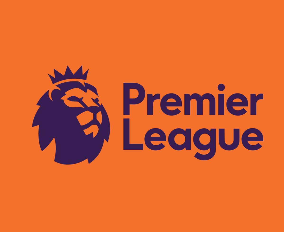 Premier-League-Logo-Symbol mit lila Namensdesign England-Fußballvektor europäische Länder-Fußballmannschaftsillustration mit orangefarbenem Hintergrund vektor