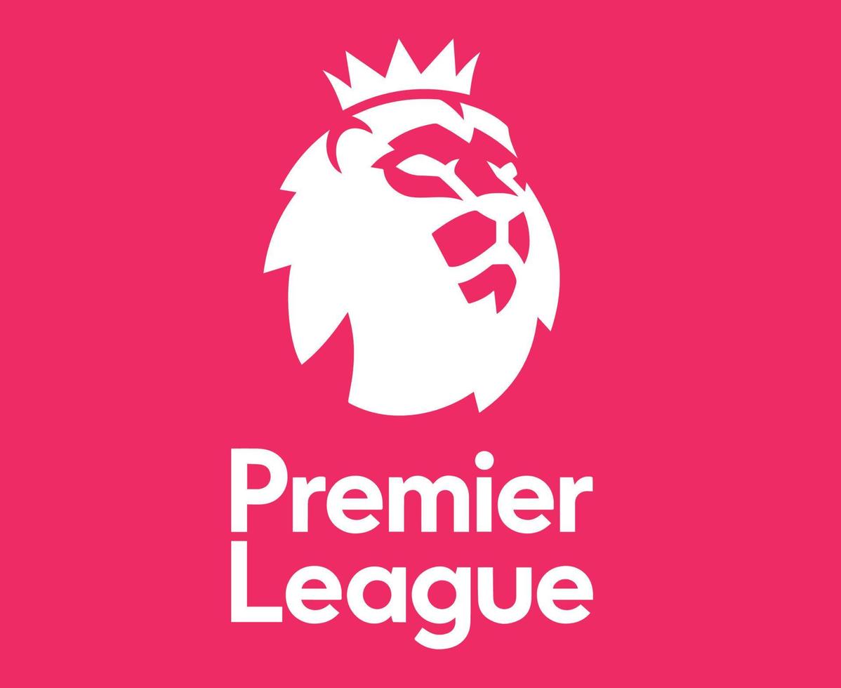 Premier League Symbol Logo mit weißem Design des Namens England Fußball Vektor europäische Länder Fußballmannschaften Illustration mit rosa Hintergrund