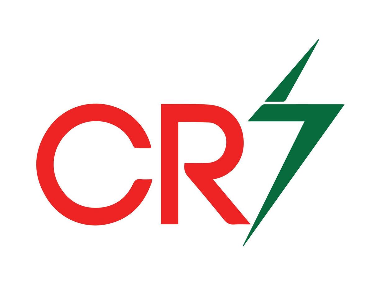 cr7 symbol logotyp röd och grön kläder design ikon abstrakt fotboll vektor illustration med vit bakgrund