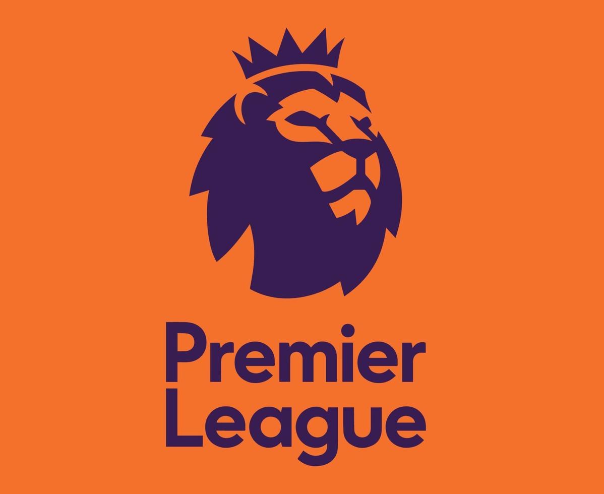 Premier League Symbol Logo mit Namen lila Design England Fußball Vektor europäischen Länder Fußballmannschaften Illustration mit orangefarbenem Hintergrund