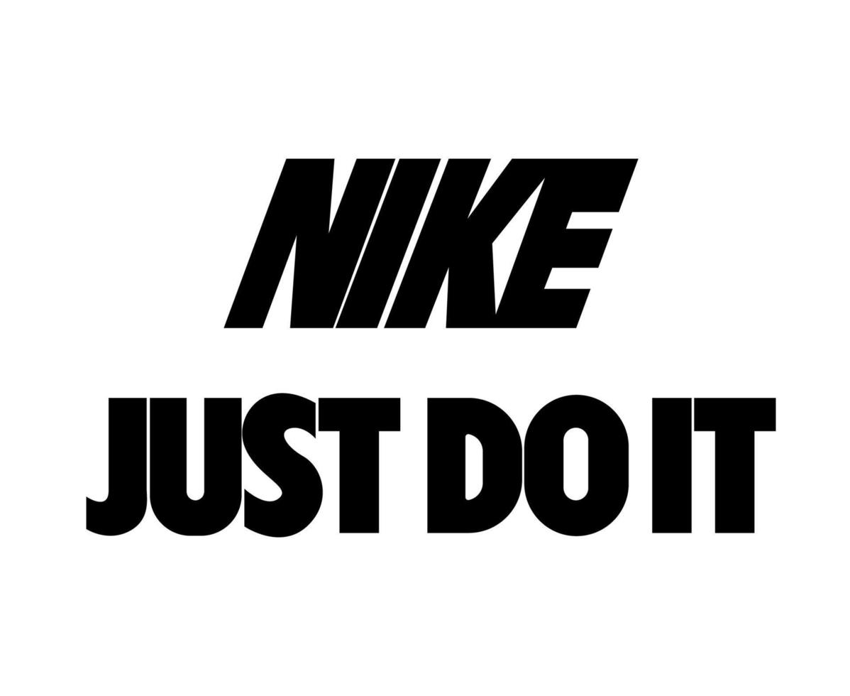 Nike-Logo-Name und tun Sie es einfach Symbol schwarze Kleidung Design-Symbol abstrakte Fußball-Vektor-Illustration mit weißem Hintergrund vektor