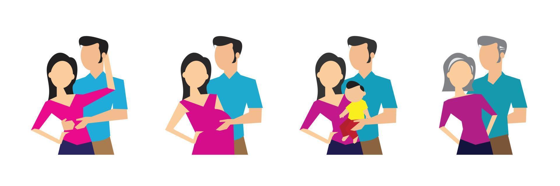 Entwicklungsstufen der Familiengeneration. Vektor-Illustration vektor