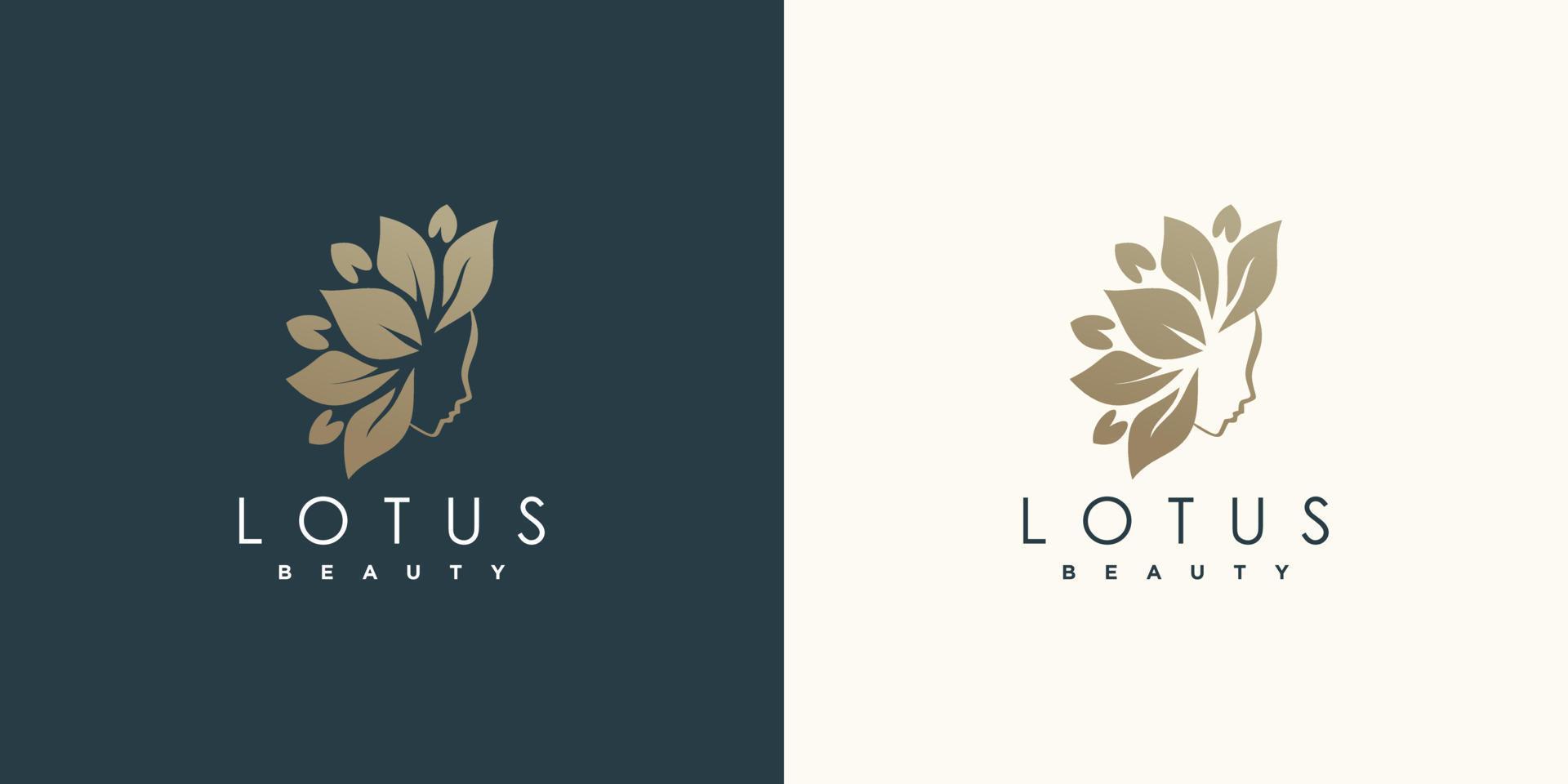 skönhet logotyp med lotus begrepp premie vektor