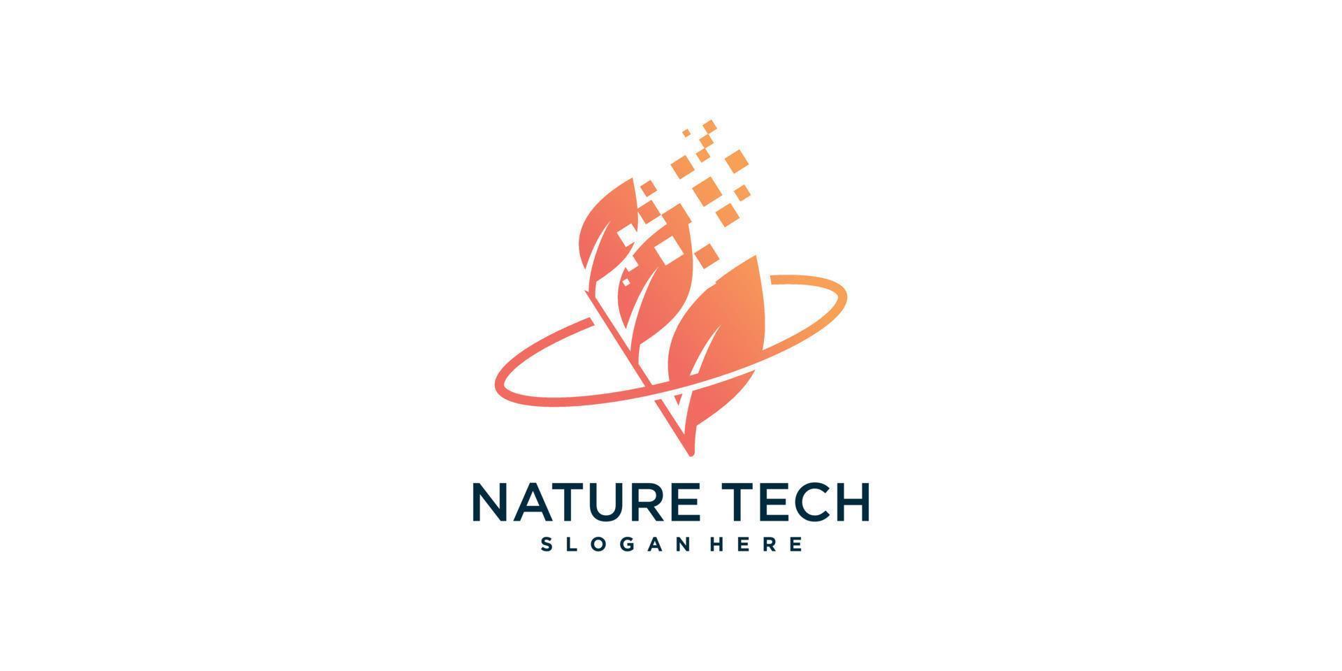 Natur-Logo-Design mit Premium-Vektor im modernen Technologiestil vektor