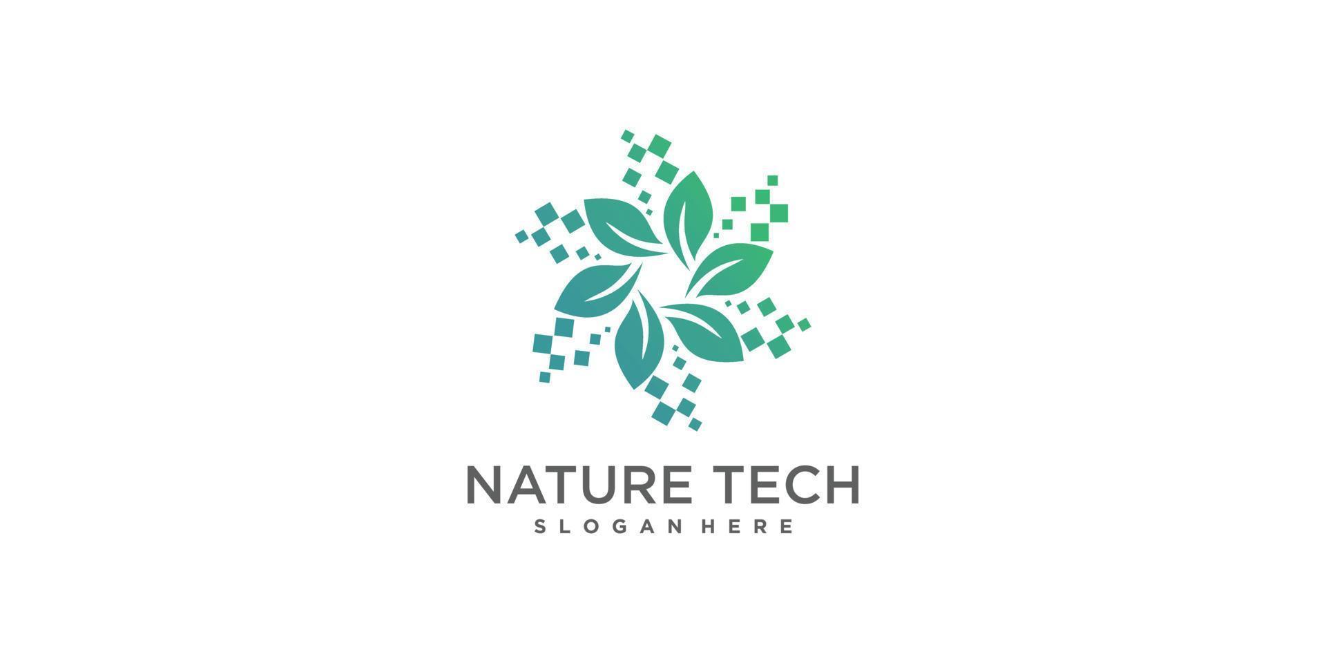 natur logotyp design med modern teknologi stil premie vektor