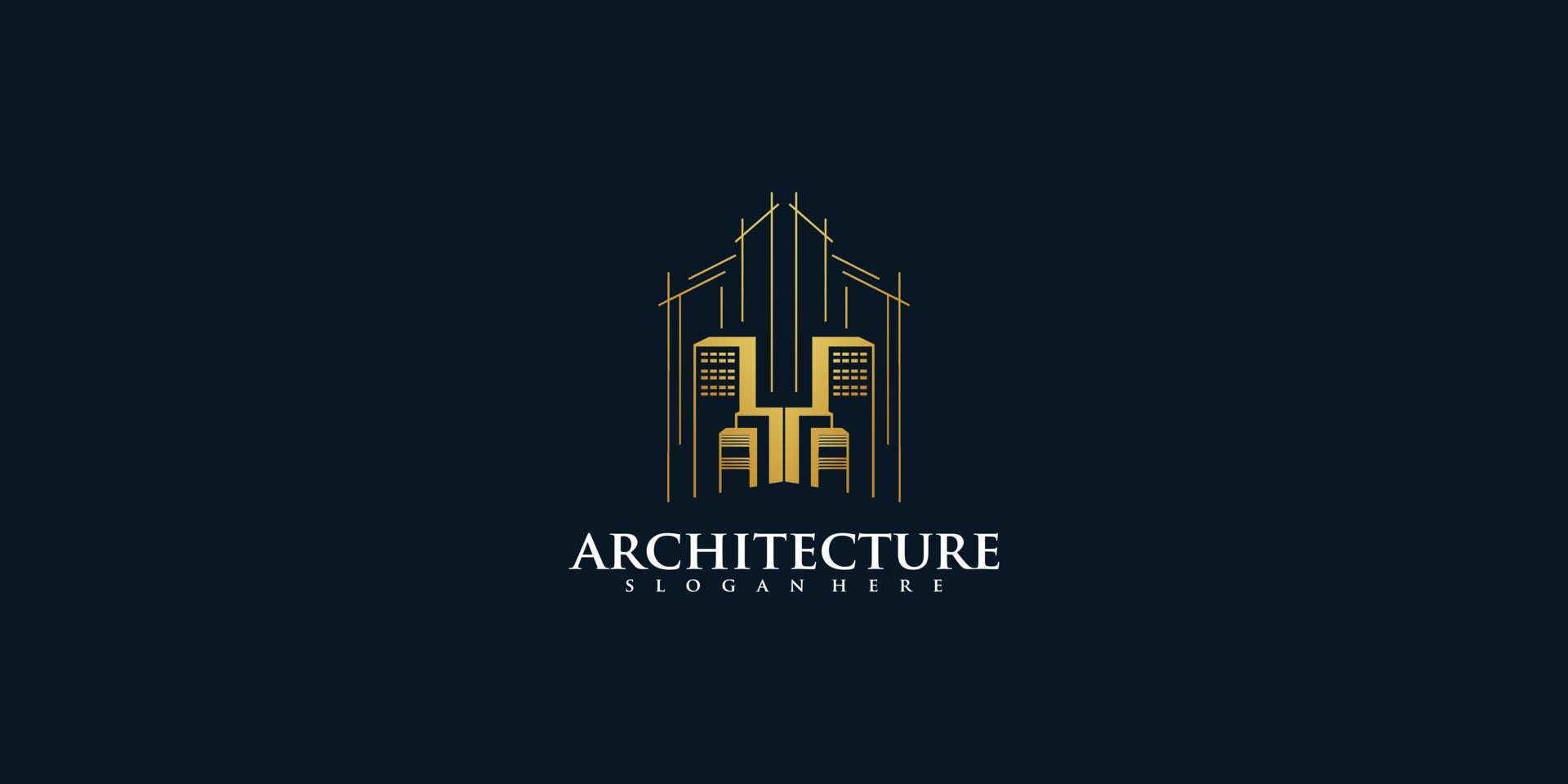 architektur immobilien logo elegante einfache linie kunst premium vektor