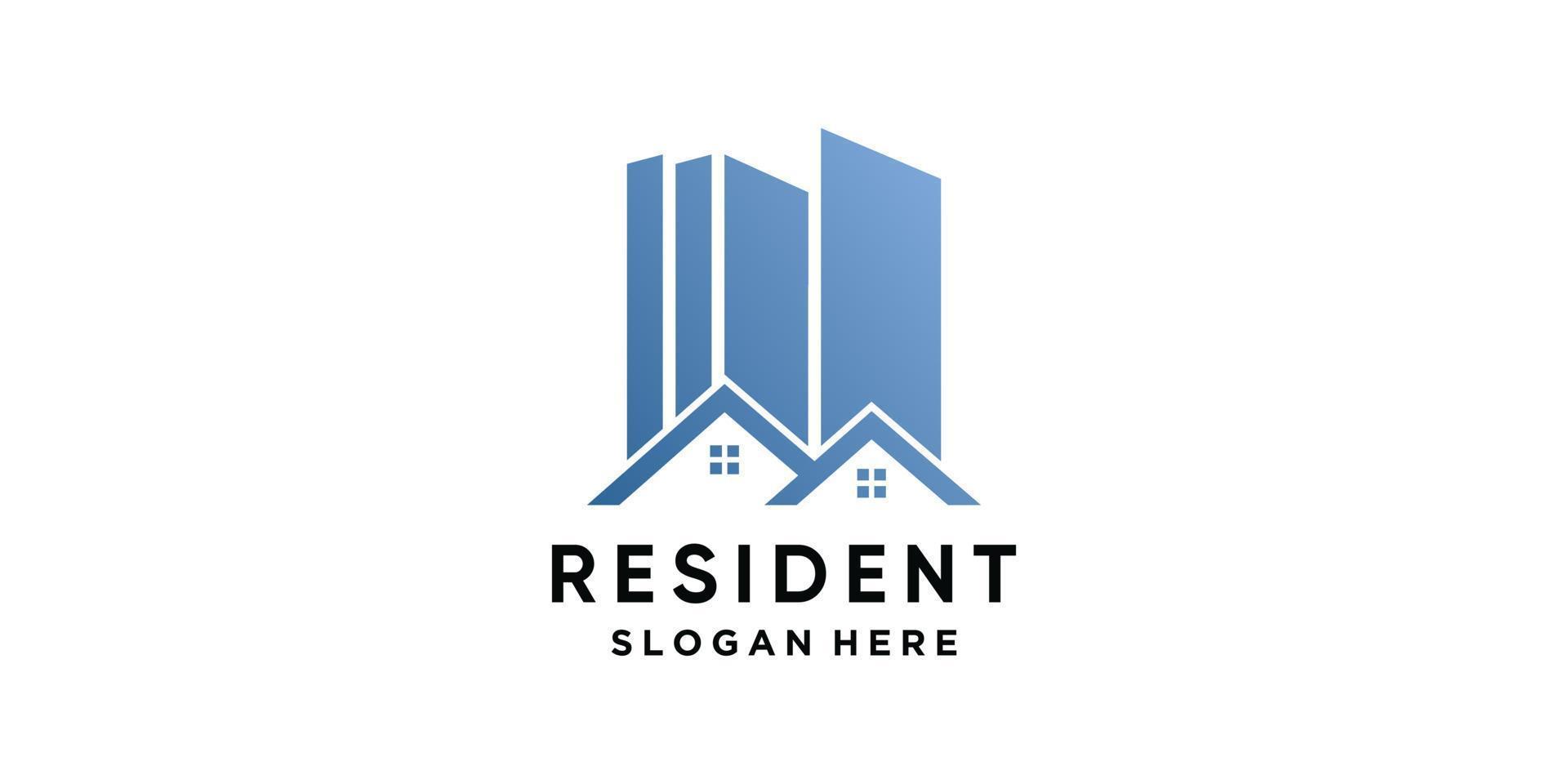 Resident-Logo-Design-Vorlage mit einzigartigem Konzept vektor