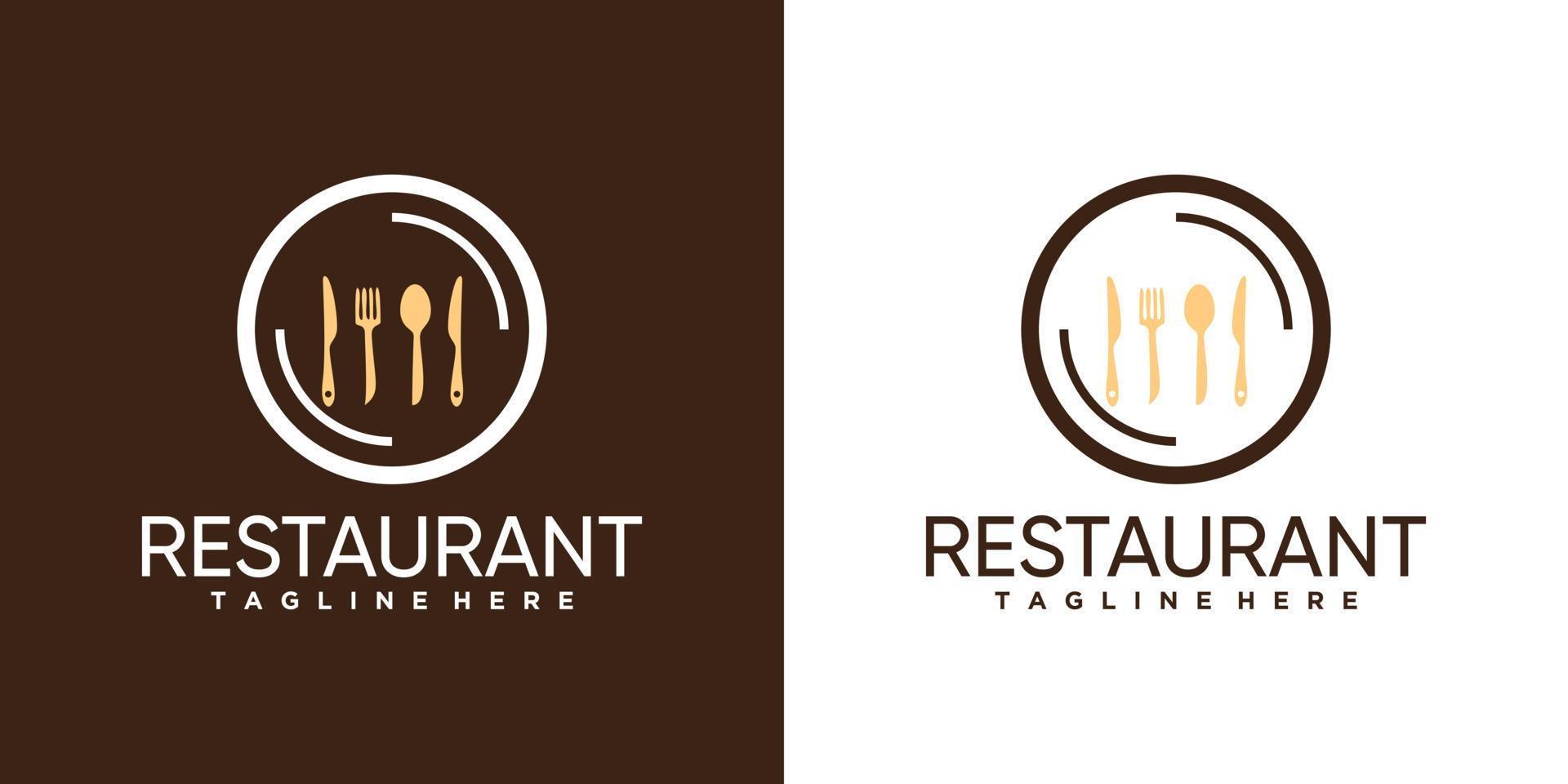 mat resto logotyp design för företag eller personlig med kreativ element vektor