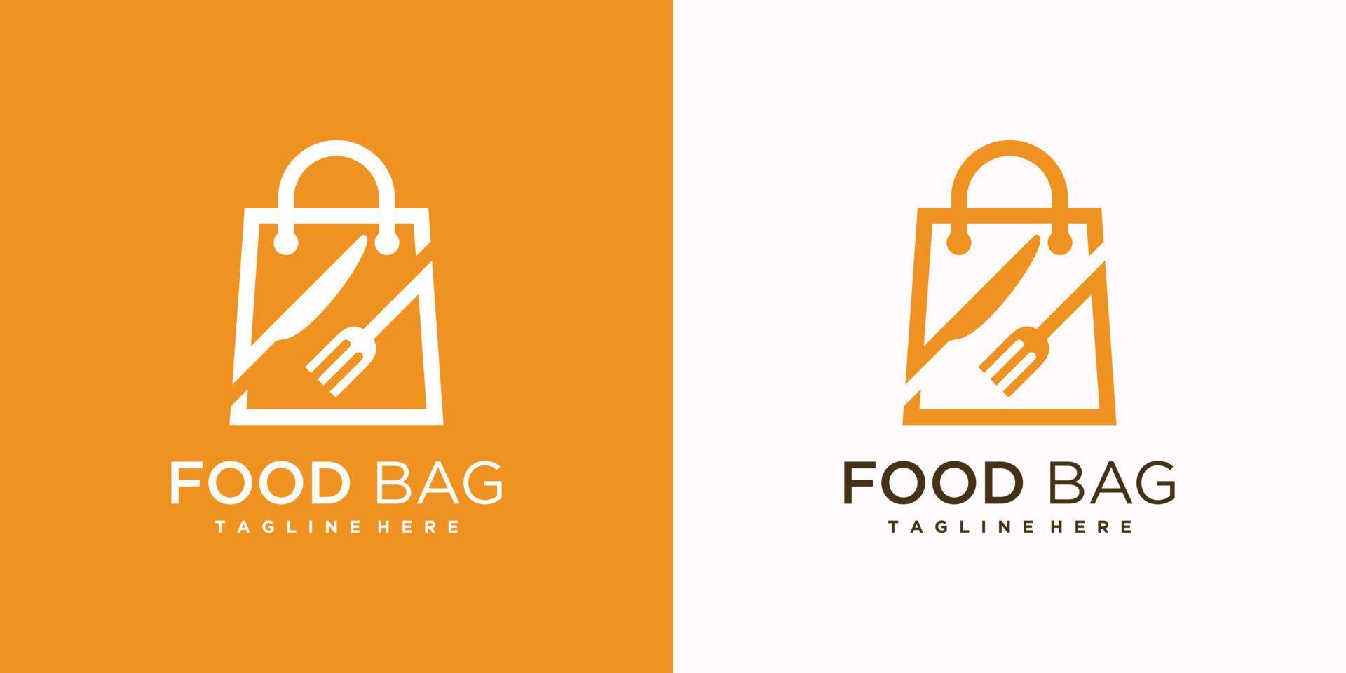 mat väska logotyp design med kreativ modern begrepp premie vektor