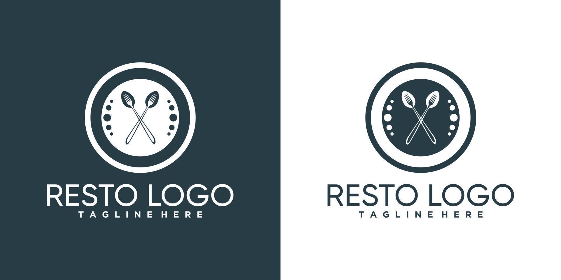 mat resto logotyp design för företag eller personlig med kreativ element vektor