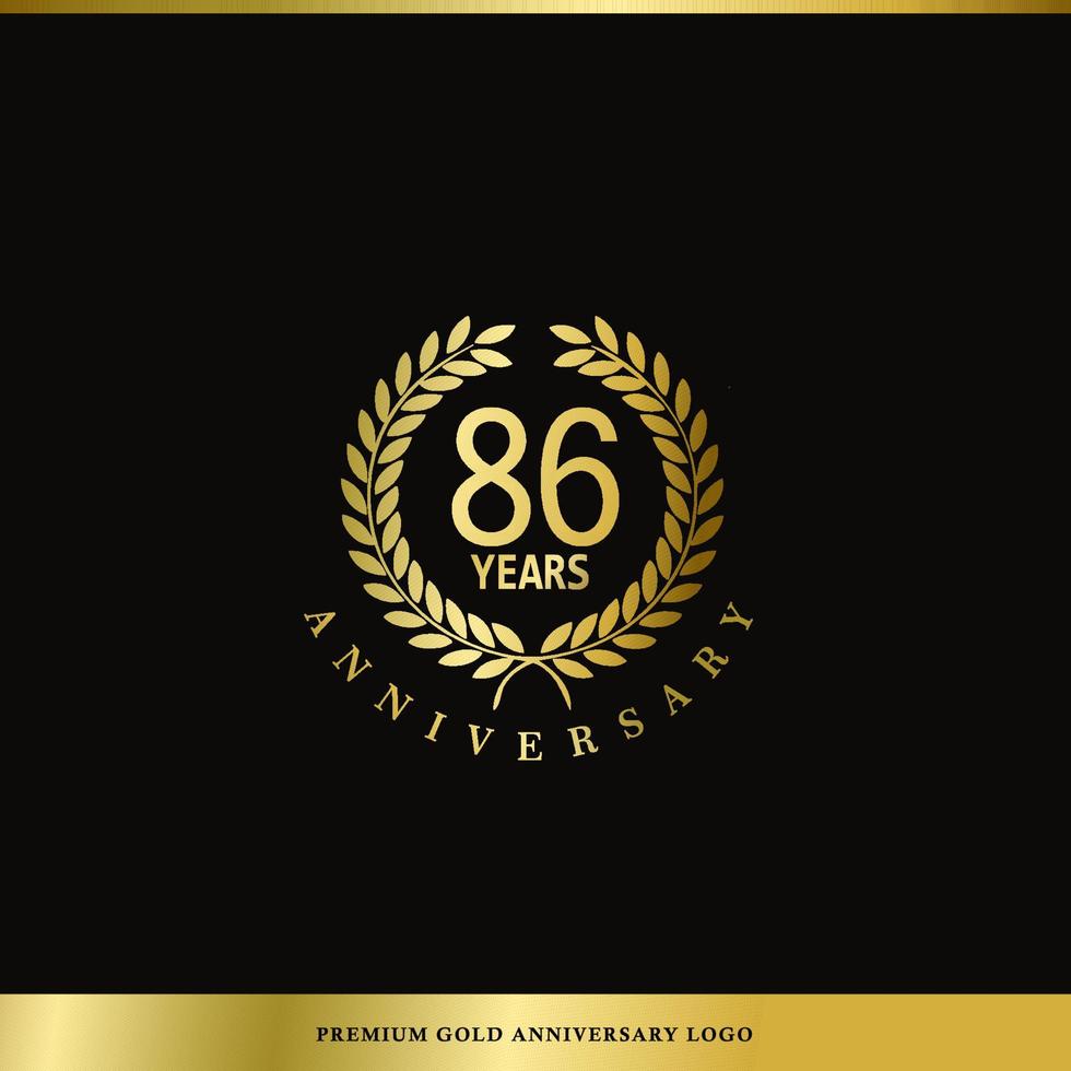 Luxus-Logo-Jubiläum 86 Jahre verwendet für Hotel, Spa, Restaurant, VIP, Mode und Premium-Markenidentität. vektor