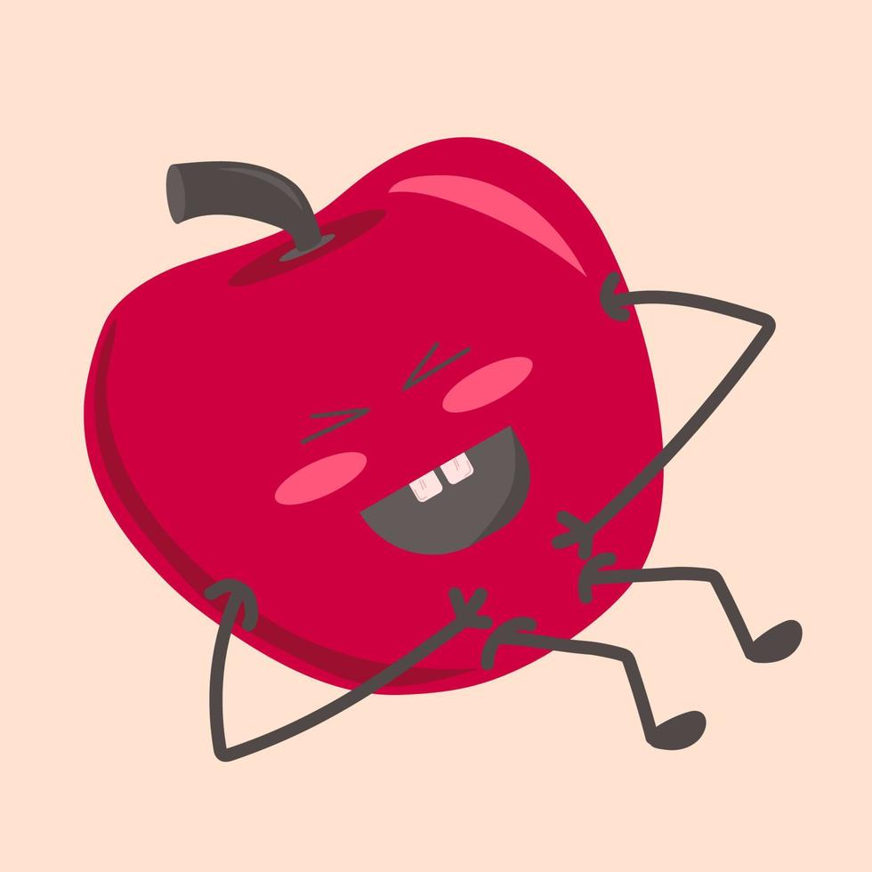 ett äpple rullande med skratt vektor