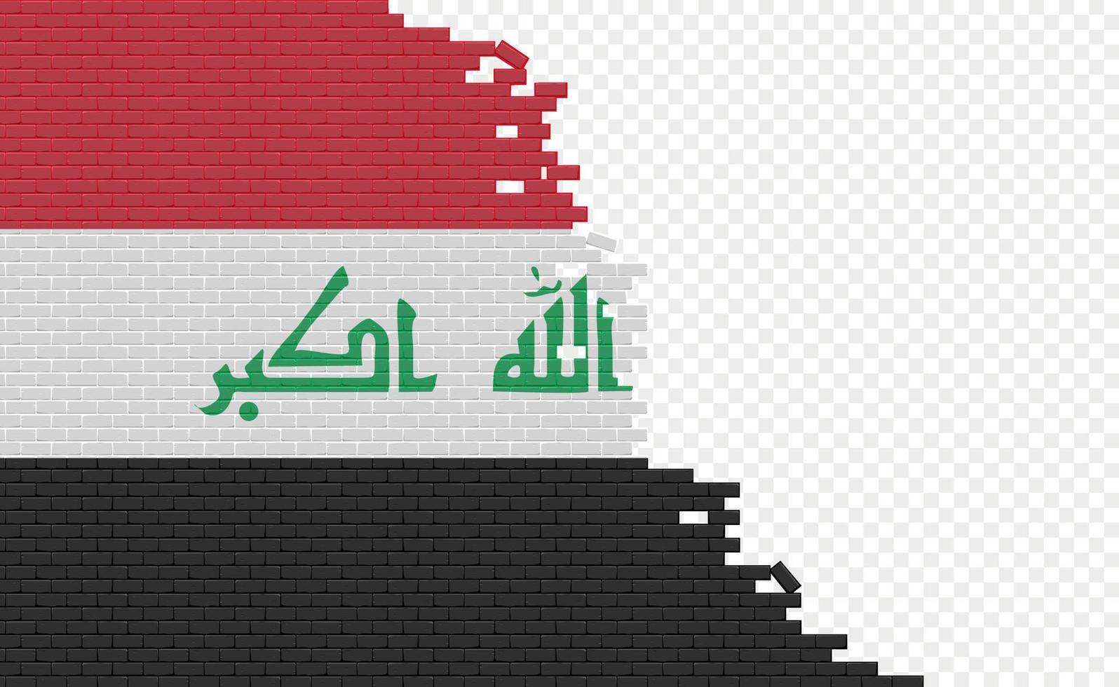 irak-flagge auf gebrochener mauer. leeres Flaggenfeld eines anderen Landes. Ländervergleich. einfache Bearbeitung und Vektor in Gruppen.