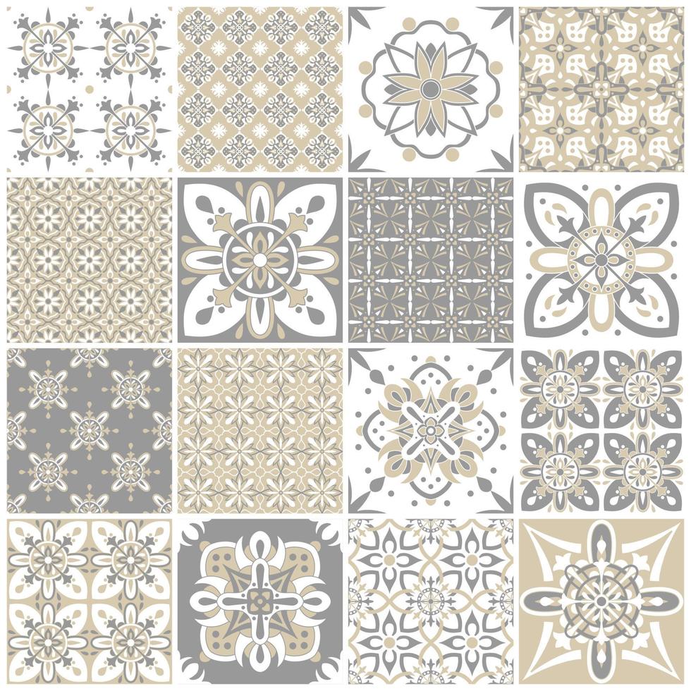 traditionella utsmyckade portugisiska plattor azulejos. vintage mönster för textildesign. vektor