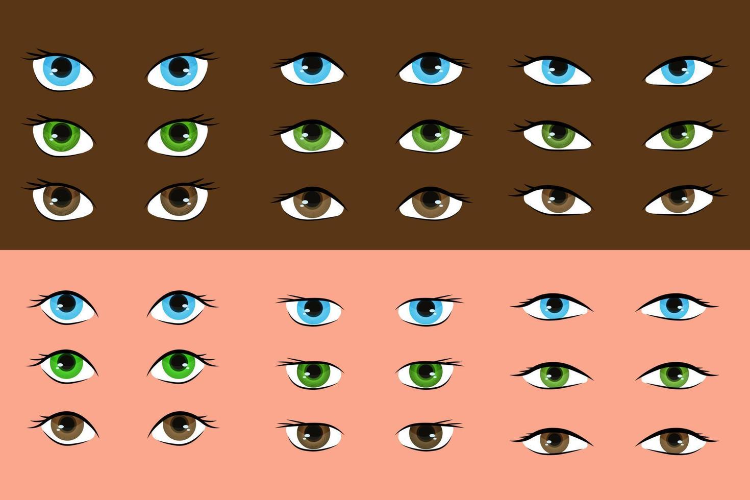 Augen. eine Reihe von Augen in verschiedenen Formen. Vektor