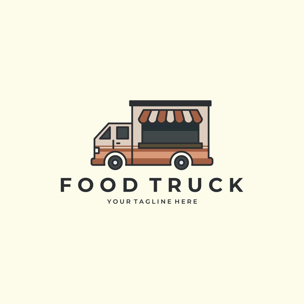 flache Farbe Food Truck Stil Logo Vektor Icon Design Vorlage Illustration