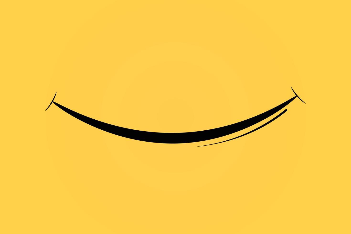 Symbol-Lächeln-Logo in flacher Illustration des gelben Hintergrundvektors vektor