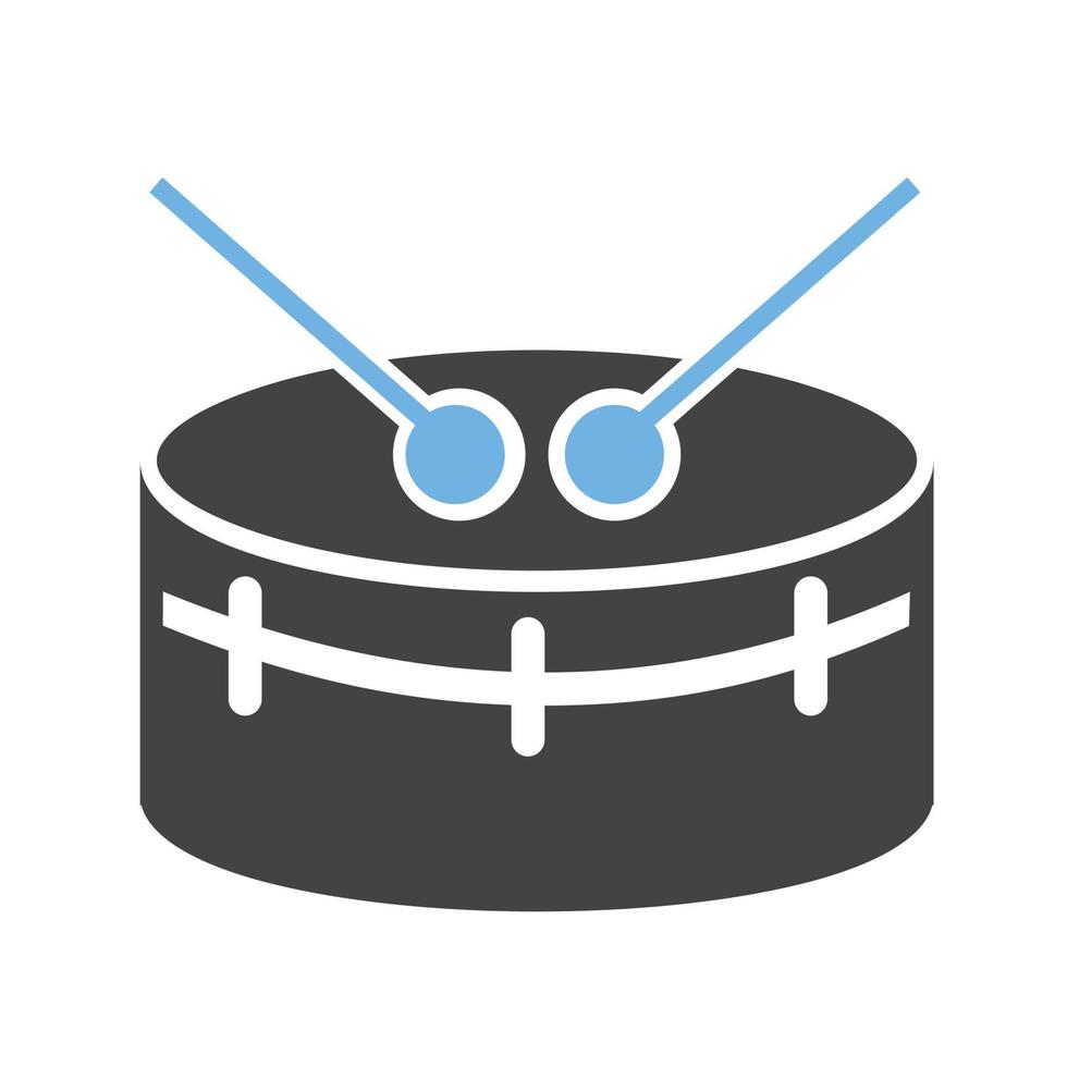 Snare-Drum-Glyphe blaues und schwarzes Symbol vektor