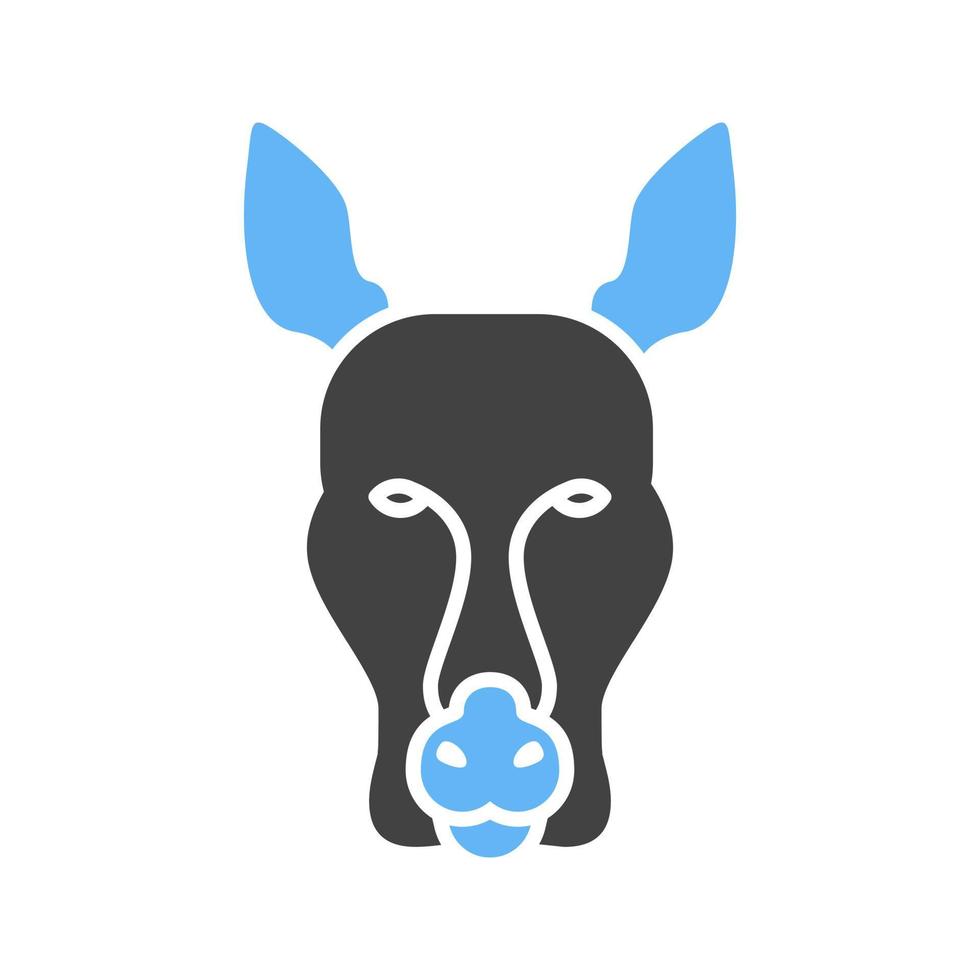 Känguru-Gesicht Glyphe blaues und schwarzes Symbol vektor
