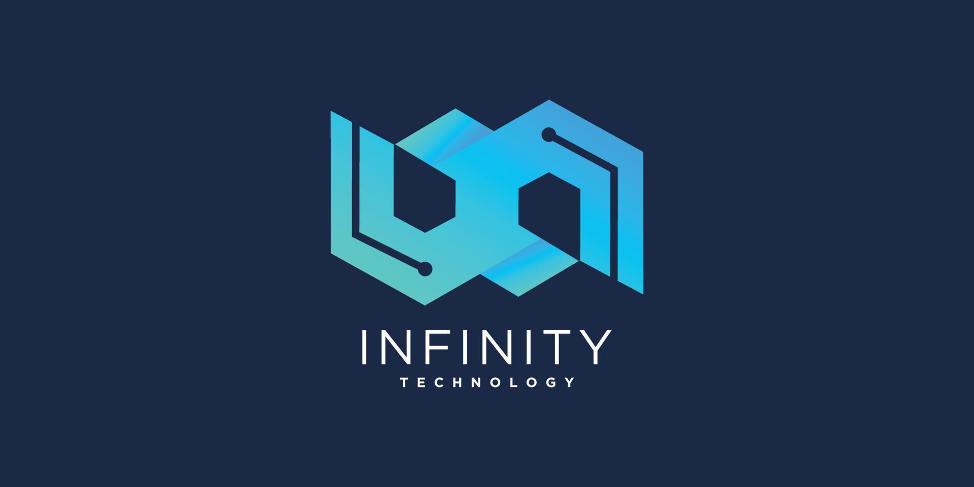 oändlighet logotyp med tech design premie vektor