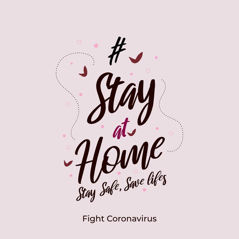 stanna hemma för att stoppa coronavirus ordkonst vektor