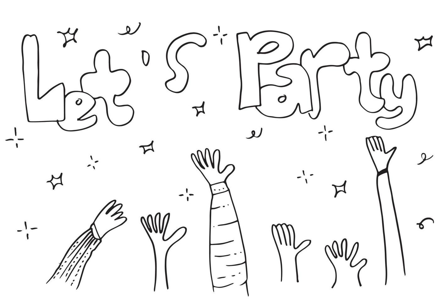 applaus hand zeichnen auf weißem hintergrund mit let's party text.vector illustration. vektor