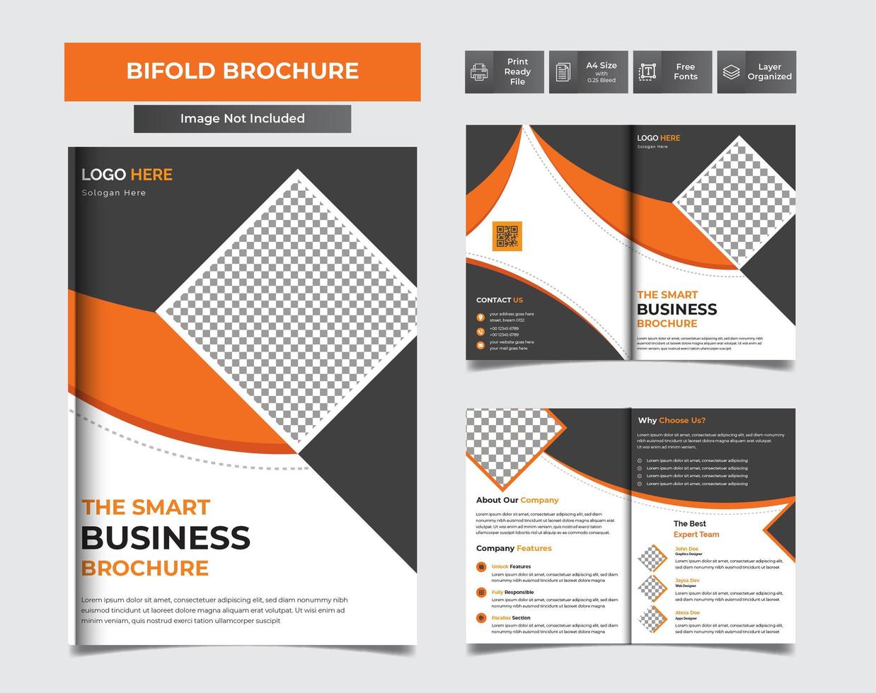 Modernes Business-Bi-Fold-Broschüren-Vektor-Template-Design in a4 einfach zu bearbeitendem Broschüren-Magazin-Deckblatt-Design vektor