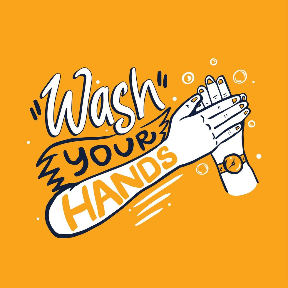 tvätta händerna med bokstäver med händerna vektor