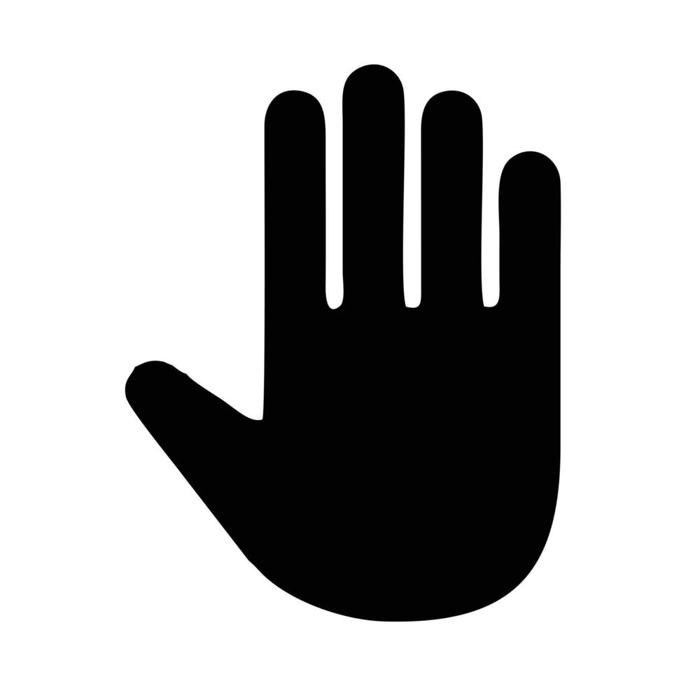 schwarze Palmensilhouette. zeigt 5 Finger in der Handfläche. Körperteil-Symbol in Palmenform vektor