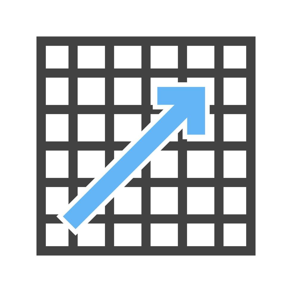stigande statistik glyf blå och svart ikon vektor