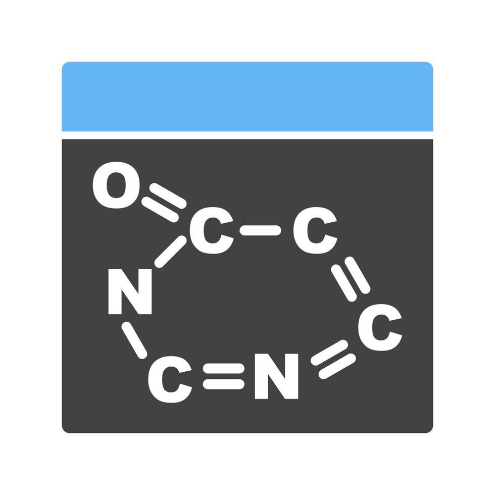 Blaues und schwarzes Symbol für die Glyphe der chemischen Formel vektor