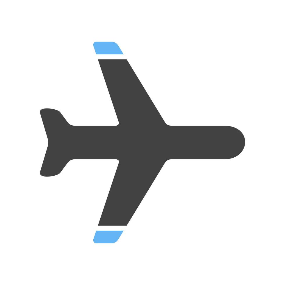 Blaues und schwarzes Symbol für Flugzeugmodus-Glyphe vektor