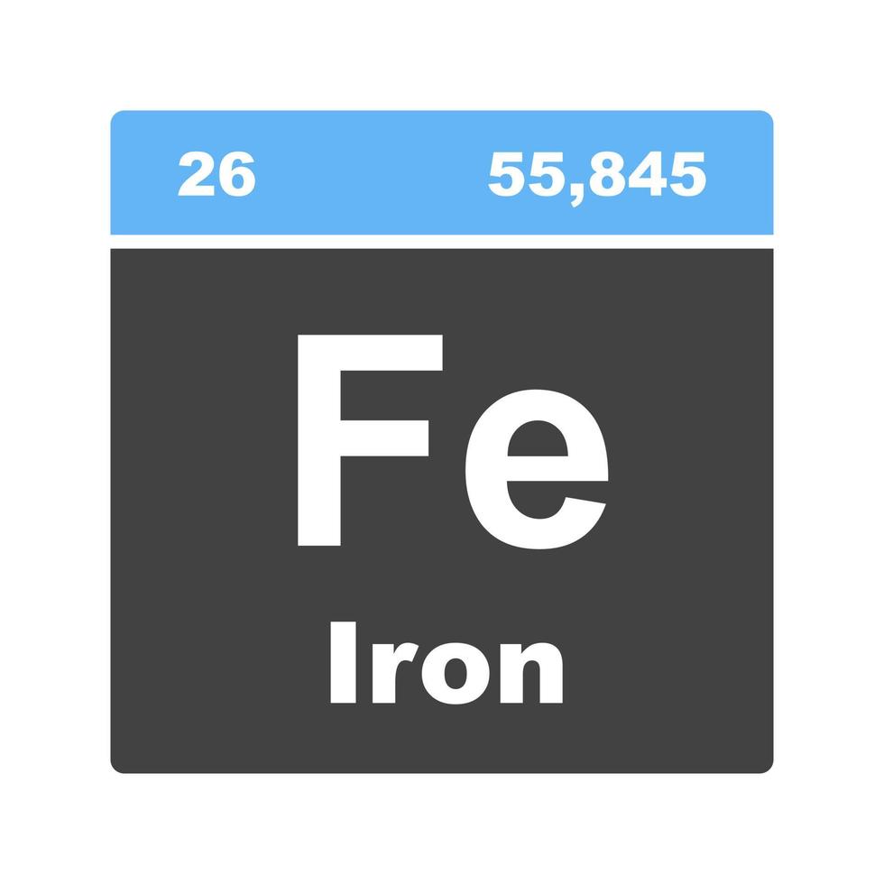 blaues und schwarzes Symbol für Eisenglyphe vektor