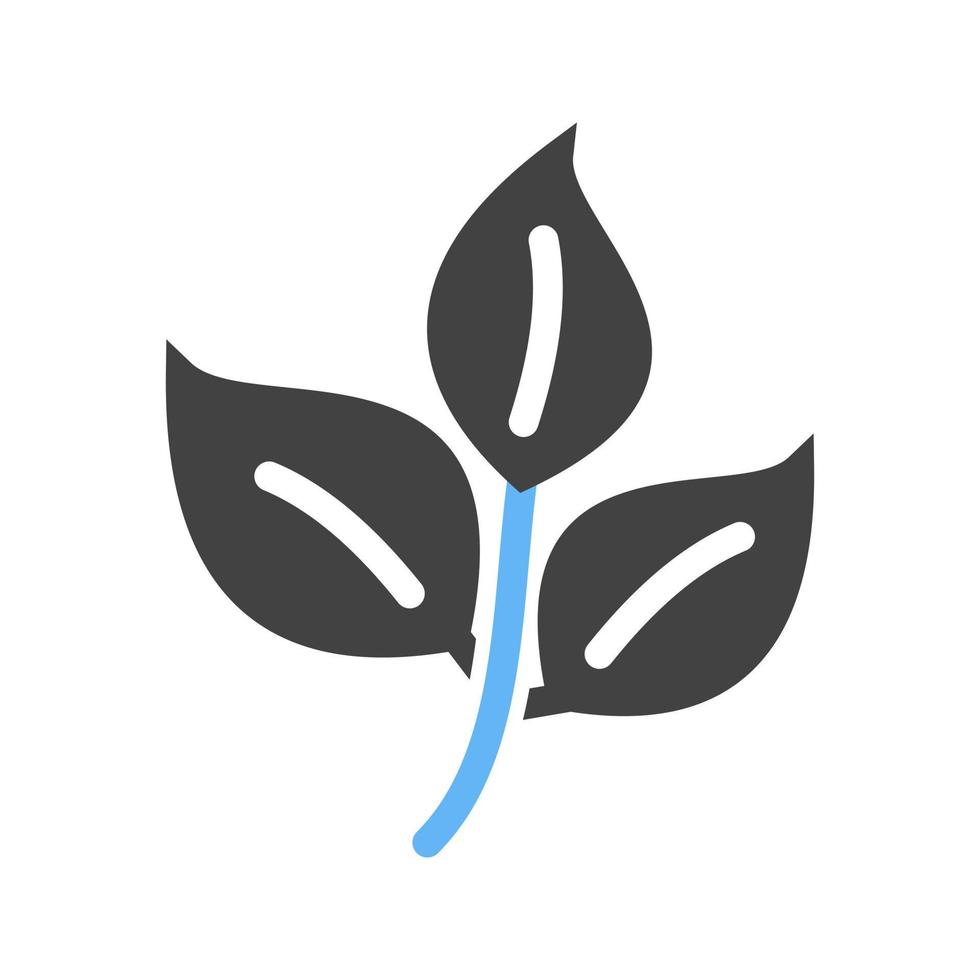 Blätter Glyphe blaues und schwarzes Symbol vektor