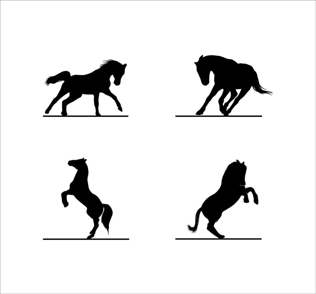 uppsättning av häst silhuett illustrationer vektor