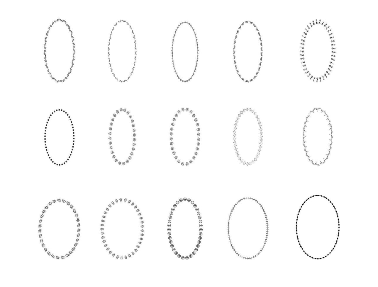 samling av oval gräns illustrationer vektor