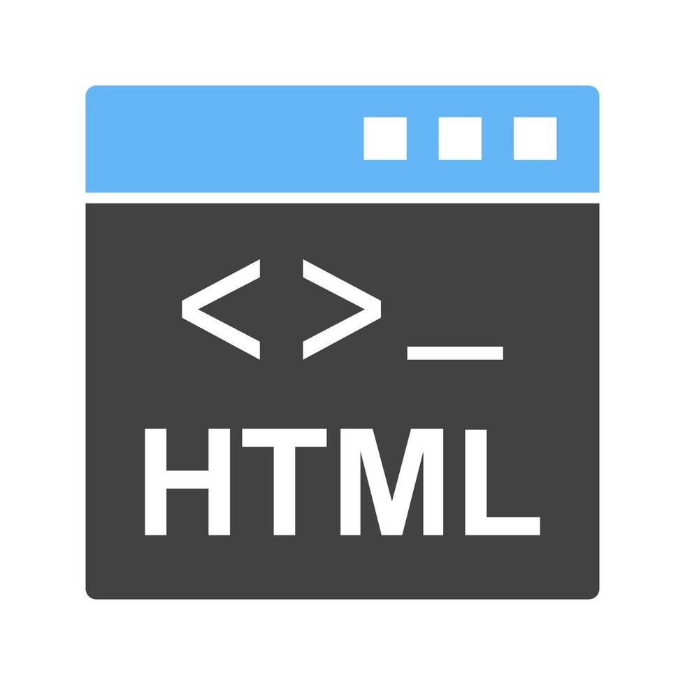 HTML-Glyphe blaues und schwarzes Symbol vektor